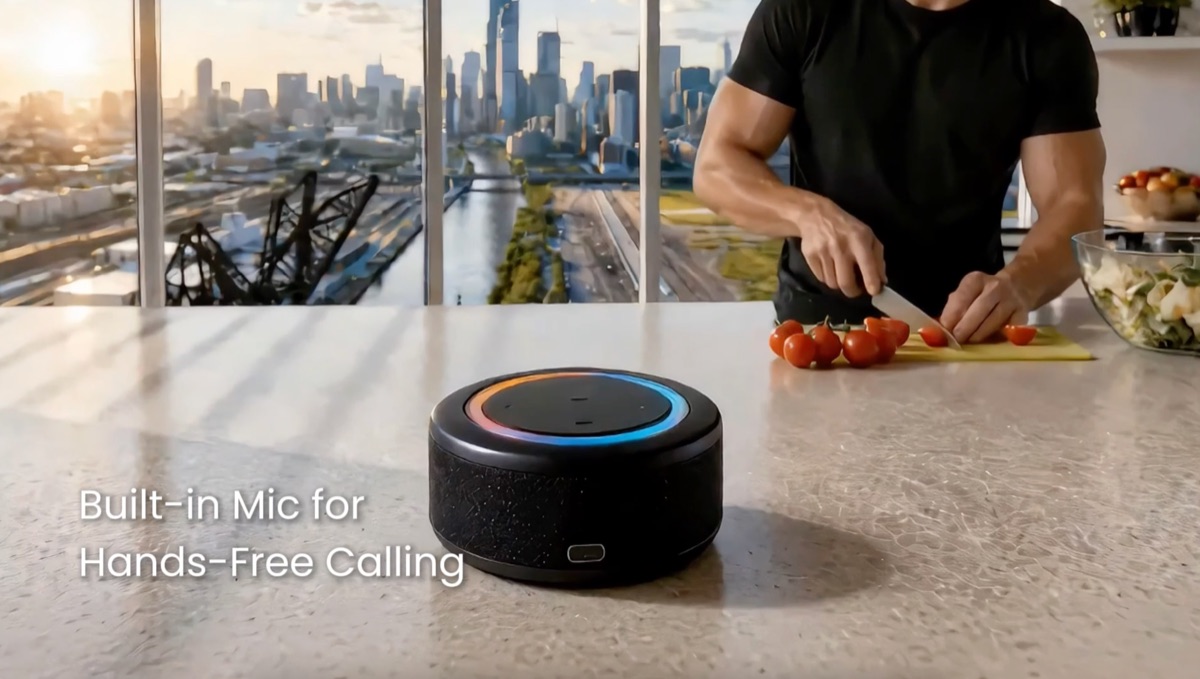Smart speaker in kitchen scene
